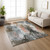 10' X 14' Granite Gray Ivory And Coral Abstract Washable Indoor Outdoor Area Rug