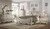 Antiqued White Solid Wood Tufted Upholstered Linen Bed Frame