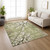 5' X 8' Artichoke Green Ivory And Charcoal Floral Washable Indoor Outdoor Area Rug