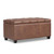 33" Saddle Brown and Espresso Tufted Faux Leather and Solid Wood Upholstered Distressed Storage Bench With Flip Top