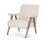 32" Cream and Brown Linen and Solid Wood Arm Chair