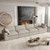 160" Khaki Linen Blend Modular Sofa With Toss Pillows