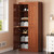 32" Coffee Solid Wood Free Standing Four Door Linen Cabinet