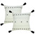 Set of Two 20" Off White And Black Geometric Cotton Throw Pillows with Tassels