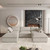 120" Beige Linen Blend Modular Sofa With Ottoman And Toss Pillows And Storage