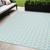 5' X 7' Aqua And Ivory Geometric Indoor Outdoor Area Rug