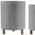 Set of Three Blue White And Gray Wood And Metal 58 Ounce Geometric Round Pot Planters