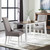 Set of Two Gray and White Linen Dining Side Chairs