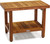 18" X 24" Brown Teak Rectangular Shower Bench With Shelf