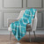50" X 70" Turquoise And Aqua Geometric Polyester Woven Plush Throw Blanket