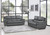 Two Piece Indoor Gray Genuine Leather Five Person Seating Set
