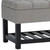 43" Gray and Espresso Tufted Faux Linen and Solid Wood Upholstered Storage Bench With Flip Top And Shelves