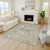 8' X 10' Artichoke Green And Beige Floral Washable Indoor Outdoor Area Rug