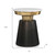 20" Glossy White Black and Gold Marble and Iron Round End Table