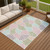 3' X 5' Sage Pink And Aqua Floral Washable Indoor Outdoor Area Rug