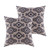 Set of Two 20" Blue And Gray Geometric Cotton Throw Pillows