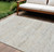 9' X 12' Beige And Ivory Abstract Washable Indoor Outdoor Area Rug