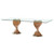 95" Clear And Brown Glass And Solid Wood Double Pedestal Base Dining Table