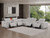 Ash Gray Leather Modular L Shaped Eight Piece Corner Sectional With Console