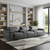 175" Dark Gray Top Grain Leather Reclining USB Sofa And Storage