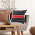 24" Tan And Navy Blue Striped Cotton Blend Throw Pillow Cover with Fringe
