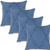 Set of Four 18" Denim Blue Diamond Cotton Throw Pillow Covers