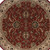 6' Red And Ivory Oriental Round Rug