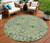 8' Artichoke Green And Fern Green Round Medallion Washable Indoor Outdoor Area Rug