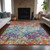 5' X 8' Copper Blue And Red Geometric Washable Indoor Outdoor Area Rug