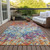 5' X 8' Copper Blue And Red Geometric Washable Indoor Outdoor Area Rug