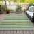 10' X 14' Artichoke Green Striped Washable Indoor Outdoor Area Rug