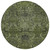 8' Olive Green And Charcoal Round Damask Washable Indoor Outdoor Area Rug