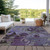 8' X 10' Purple and Green Floral Washable Non Skid Indoor Outdoor Area Rug