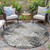 8' Black And Ivory Round Geometric Washable Indoor Outdoor Area Rug