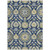 3' X 5' Navy Blue Gold And Beige Floral Washable Indoor Outdoor Area Rug