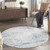 5' Ivory Blue and Gray Abstract Round Rug
