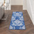8' Navy Blue and Ivory Damask Distressed Non Skid Runner Rug