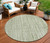 8' Green And Ivory Round Striped Washable Indoor Outdoor Area Rug