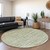 8' Green And Ivory Round Striped Washable Indoor Outdoor Area Rug