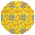 8' Yellow And Teal Blue Round Geometric Washable Indoor Outdoor Area Rug