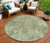 8' Artichoke Green And Fern Green Round Floral Washable Indoor Outdoor Area Rug