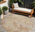 8' Copper And Beige Round Abstract Washable Indoor Outdoor Area Rug