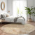 8' Copper And Beige Round Abstract Washable Indoor Outdoor Area Rug