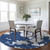 8' Navy Blue And Ivory Round Abstract Washable Indoor Outdoor Area Rug