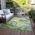 10' X 14' Yellow Abstract Washable Non Skid Indoor Outdoor Area Rug
