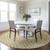 8' Gold Beige And Ivory Round Geometric Washable Indoor Outdoor Area Rug