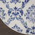 5' Ivory and Navy Blue Damask Distressed Round Rug