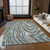 8' X 10' Teal Blue Gray And Taupe Abstract Washable Indoor Outdoor Area Rug