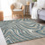 8' X 10' Teal Blue Gray And Taupe Abstract Washable Indoor Outdoor Area Rug