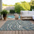 8' X 10' Teal Blue Gray And Taupe Abstract Washable Indoor Outdoor Area Rug